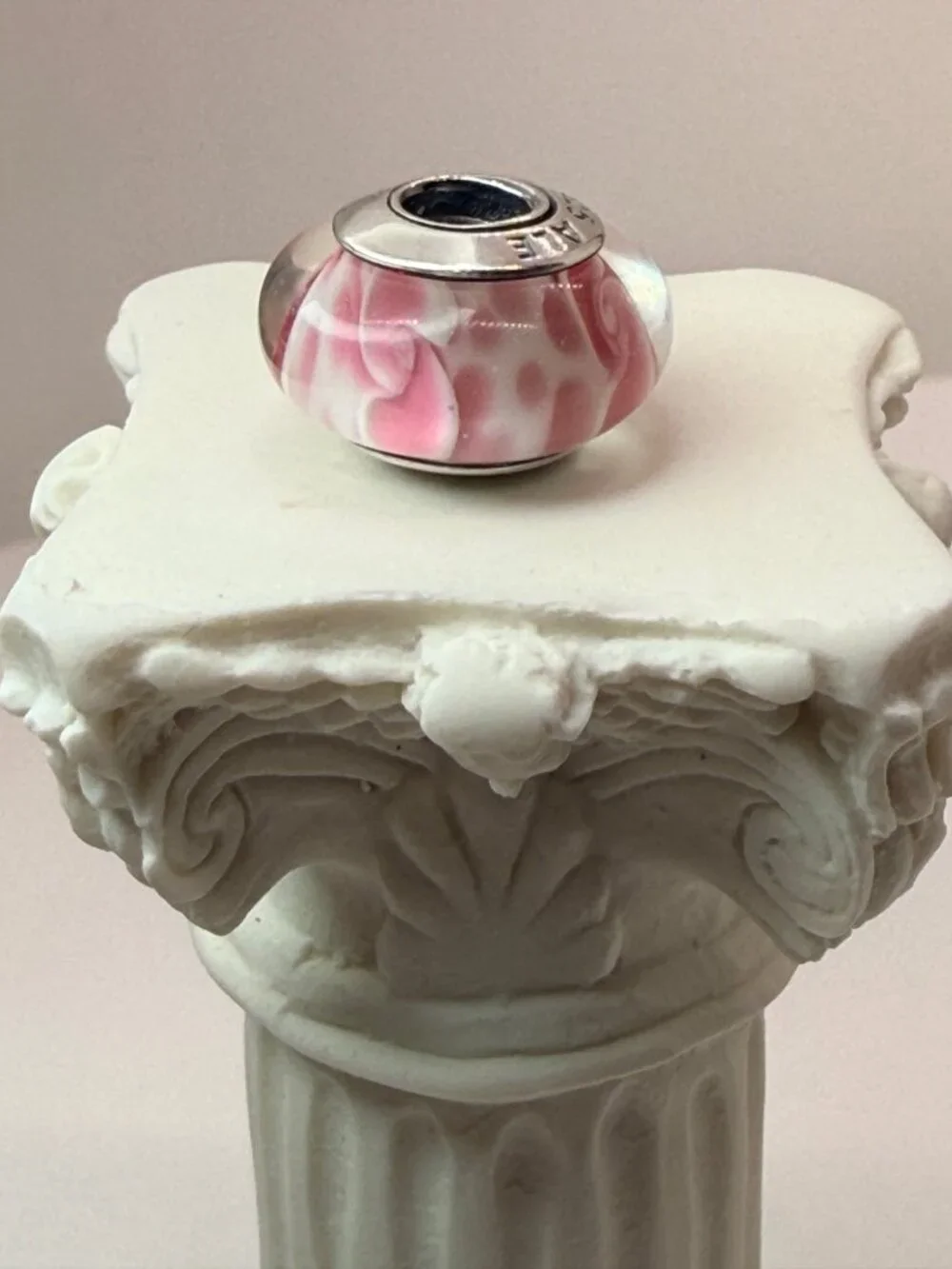 Pandora Retired Large Pink Blossoms Murano Glass Charm 790753 Sterling Silver